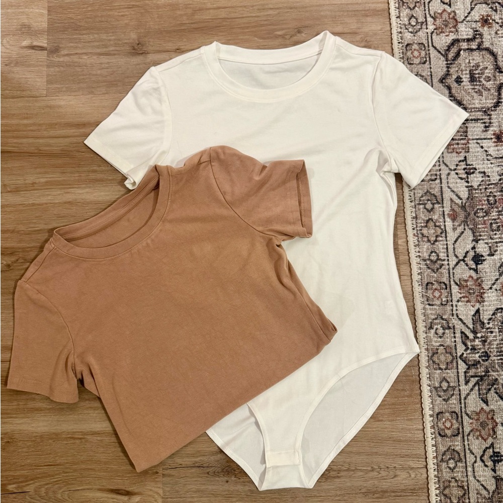 Bodysuit Two Pack in White and Brown
